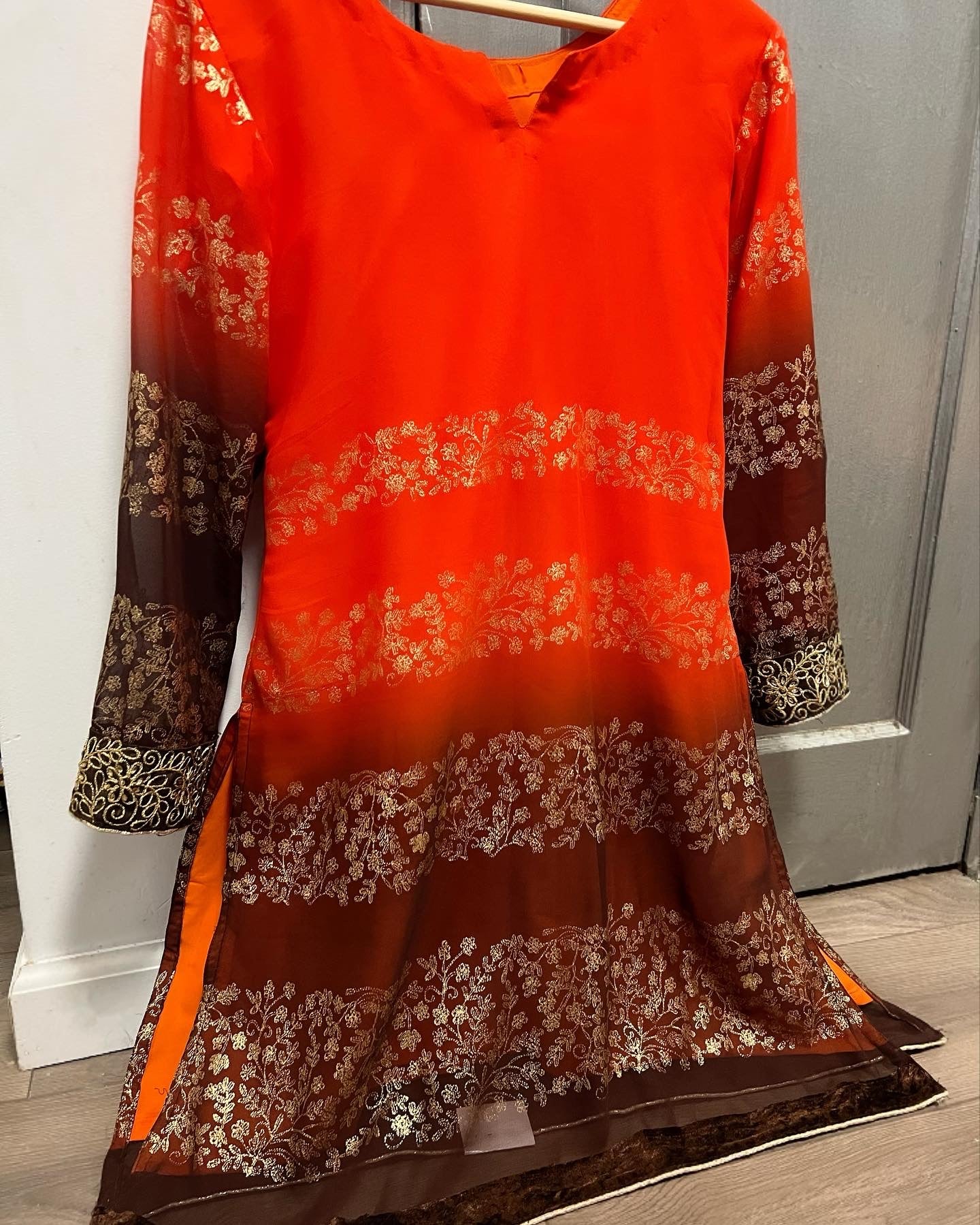 Light weight orange sharara suit