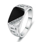 Silver And Black Triangle Vintage Band Ring