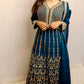 Deep teel blue anarkali lehenga