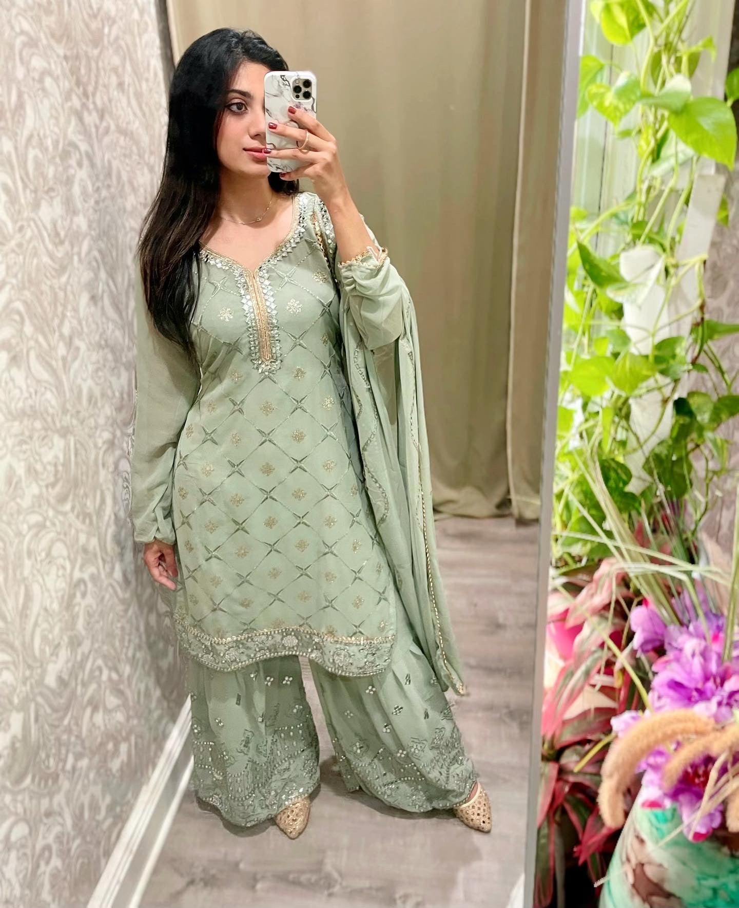 Mint sharara suit