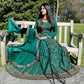 Deep emerald green party gown set