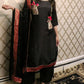 Black & pink silk Banarasi three piece