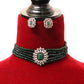 Dark green bead choker