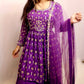 Purple and silver mirror work lehenga