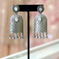Unique oxidized earrings with clear stone