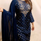 Dark blue banarasi sharara suit