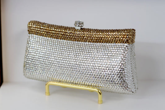 Heavy silver and gold rimestone party purse