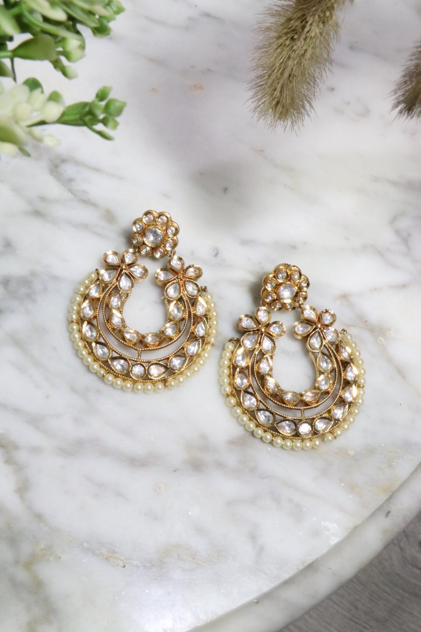 Kundan round double hoop - Selina Habibti Attire