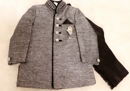 Grey sherwani set for boys