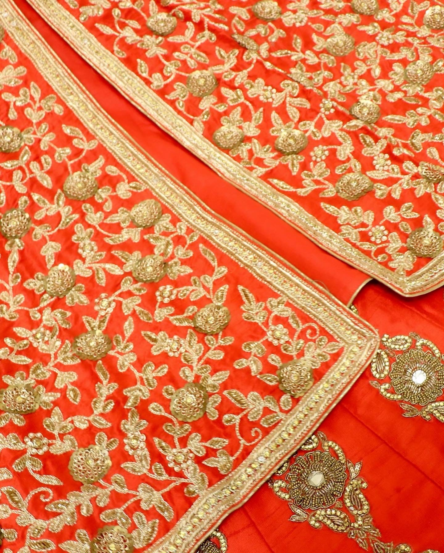 Red bridal lehenga zardozi work 4 piece set