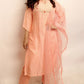 Soft silk pink suit with organza duppata