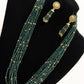 Green beaded long necklace set