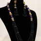 Dark violet blue beaded long necklace set