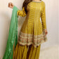 Mustard green combo gharara suit