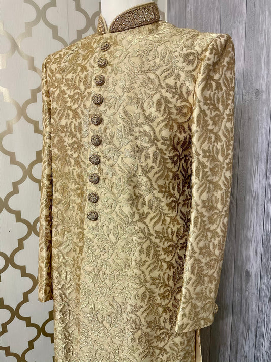 Gold Groom wear sherwani - Selina Habibti Attire