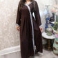 Brown silver two piece silk modest set