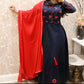 Navy blue mirror anarkali