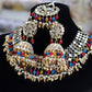Multi colored mirror choker bridal set