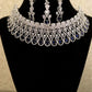 Silver navy blue gem diamond cut necklace set