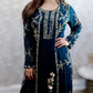 Deep sea green designer jacket gown