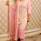 Pink chiffon chikankari three piece