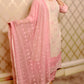 Pink chiffon chikankari three piece