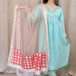 Blue mint fancy gown style three piece - Selina Habibti Attire