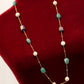 Emerald marble 18k gold long chain