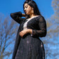 Black all over sequence work three piece - Selina Habibti Attire