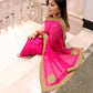 Pink georgette stone work saree