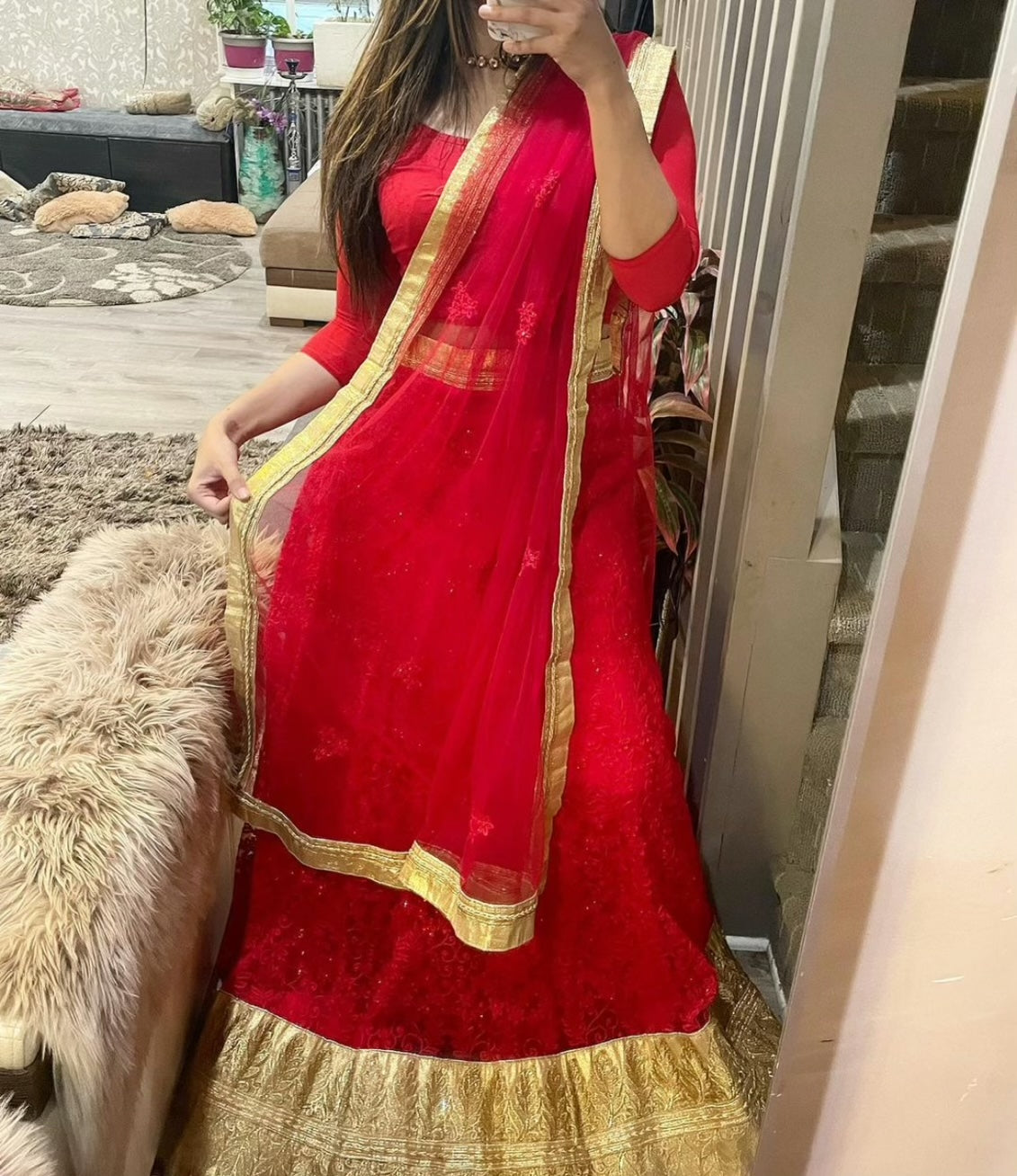 Red and gold lehenga - Selina Habibti Attire