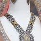 Silver and gold mixed oxy necklace set