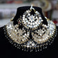 Black bridal mirror necklace set