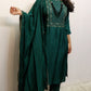 Deep emerald green silk three piece set