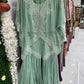 Mint organza cape gharara suit
