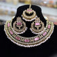 Gold plated ad pink bridal set