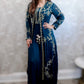 Deep sea green designer jacket gown