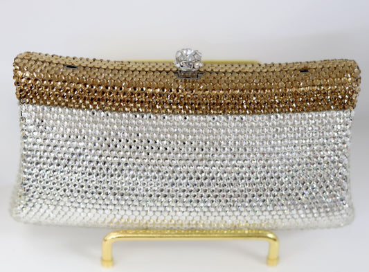 Heavy silver and gold rimestone party purse