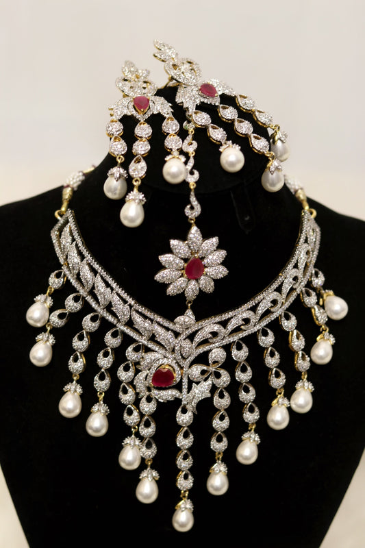 American diamond cut bridal necklace set