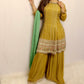 Mustard green combo gharara suit