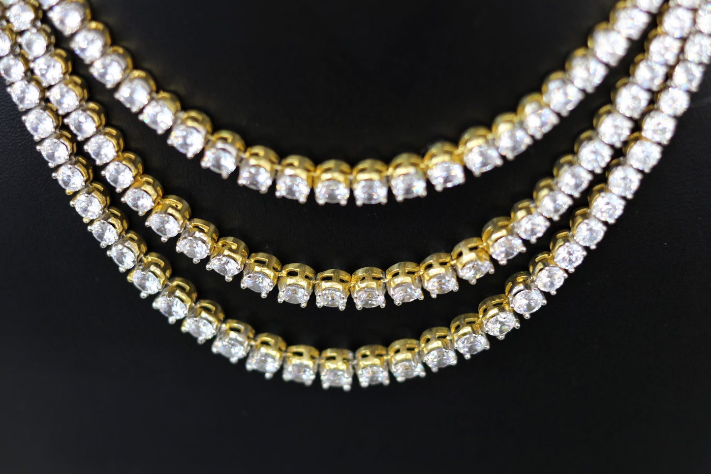 White stone 3 layer plated necklace set