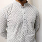 Light grey kurta set with white embroidered work