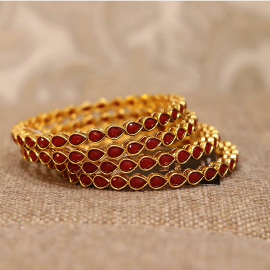 Dark red gold bangles set - Selina Habibti Attire