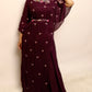 Deep purple belted layered gown
