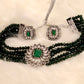 Dark green bead choker