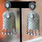 Unique oxidized earrings with clear stone