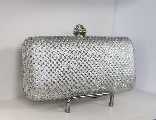 Silver rimestone mini party purse
