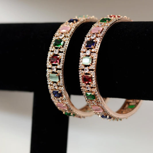 Multi color rose gold bangles