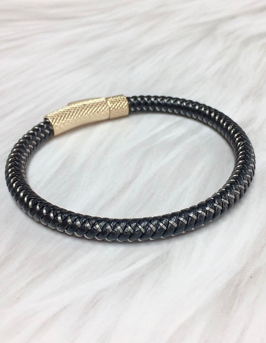 Leather rope gold bracelet