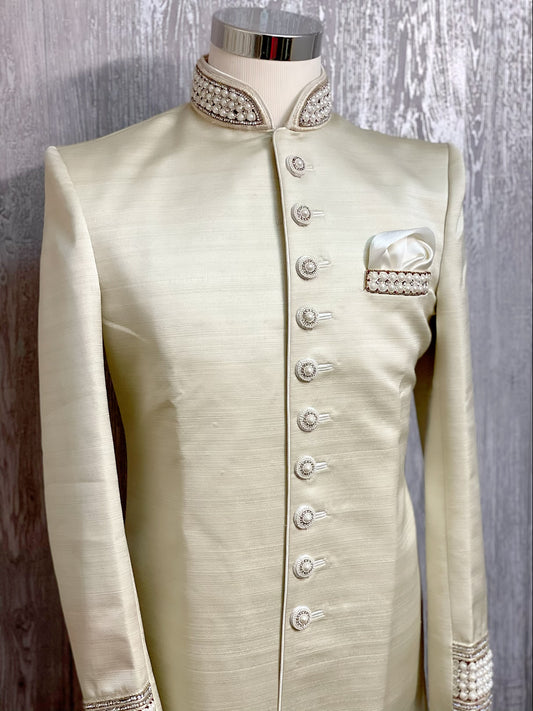 Full white groom sherwani - Selina Habibti Attire